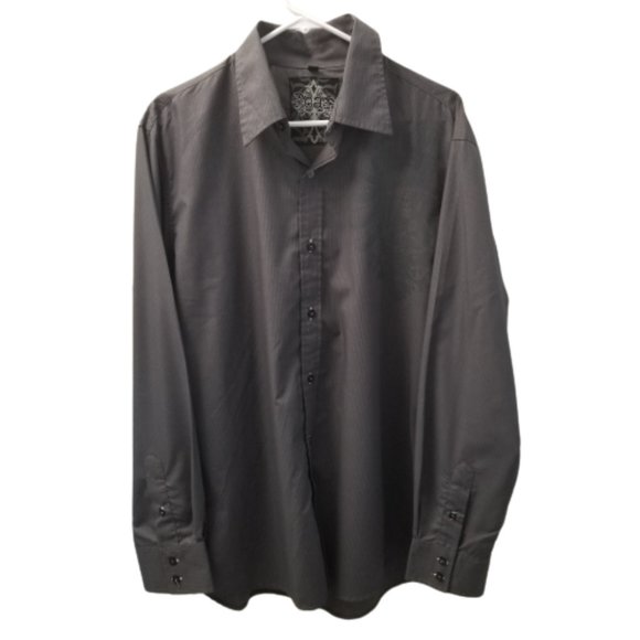 Roar Enough Excuses Tone on Tone Graphic Long Sleeve Button Up Black XL - Picture 3 of 15